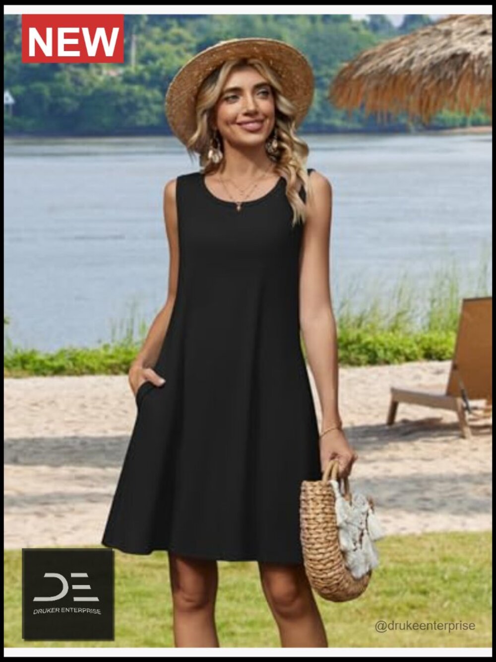 Sleeveless Floral Sundress with Pockets Loose Tank Beach Dress - Picture 3 of 7